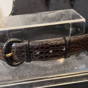 Bally Genuine Crocodile Women’s Black Dark Brown Belt